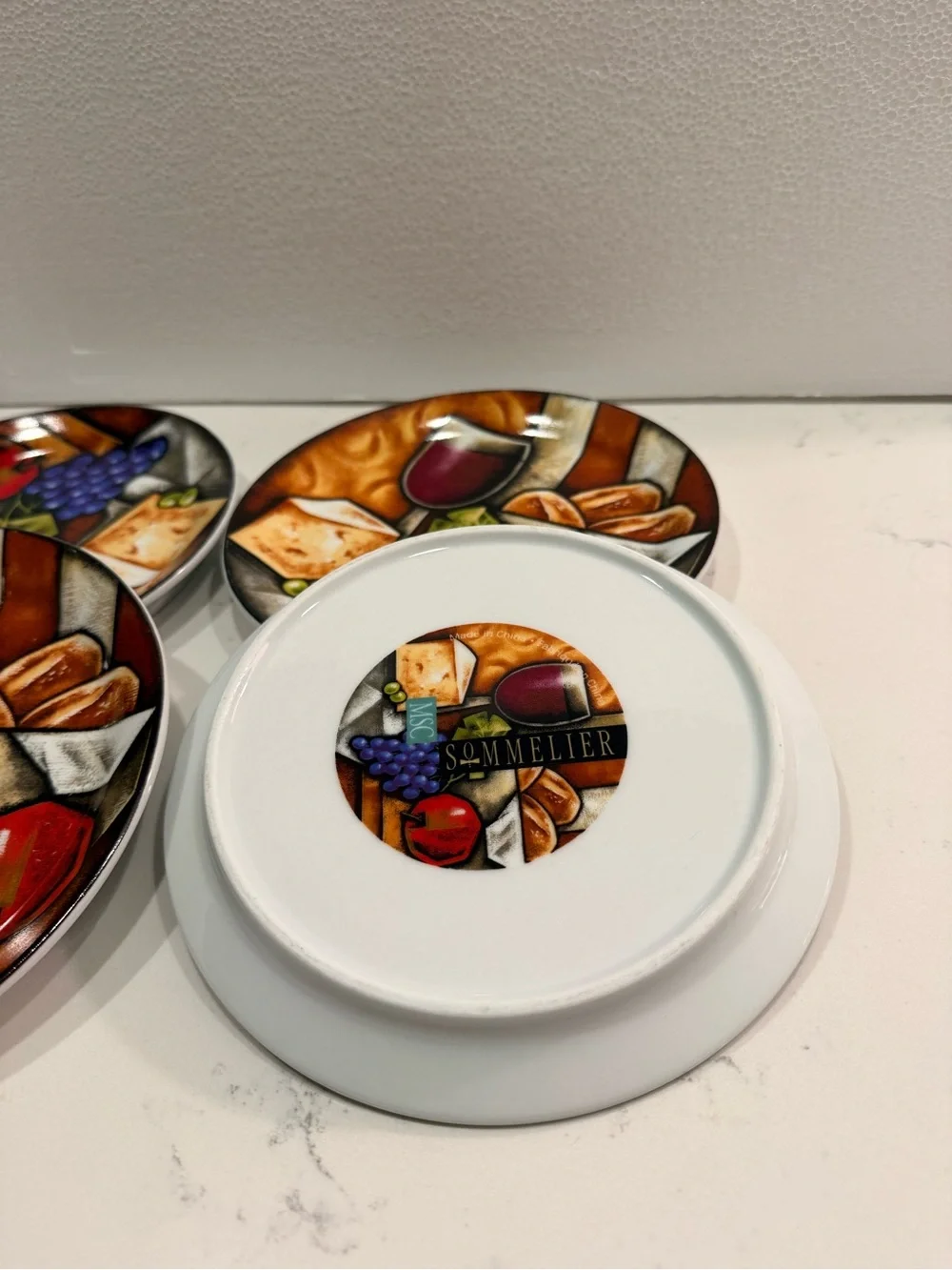 MSC Ceramic Fruit & Cheese Coaster Set — Multicolor